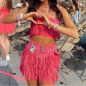 Pink Fringe Top and Shorts Set - Worn Once for Taylor Swift Eras Tour *altered*